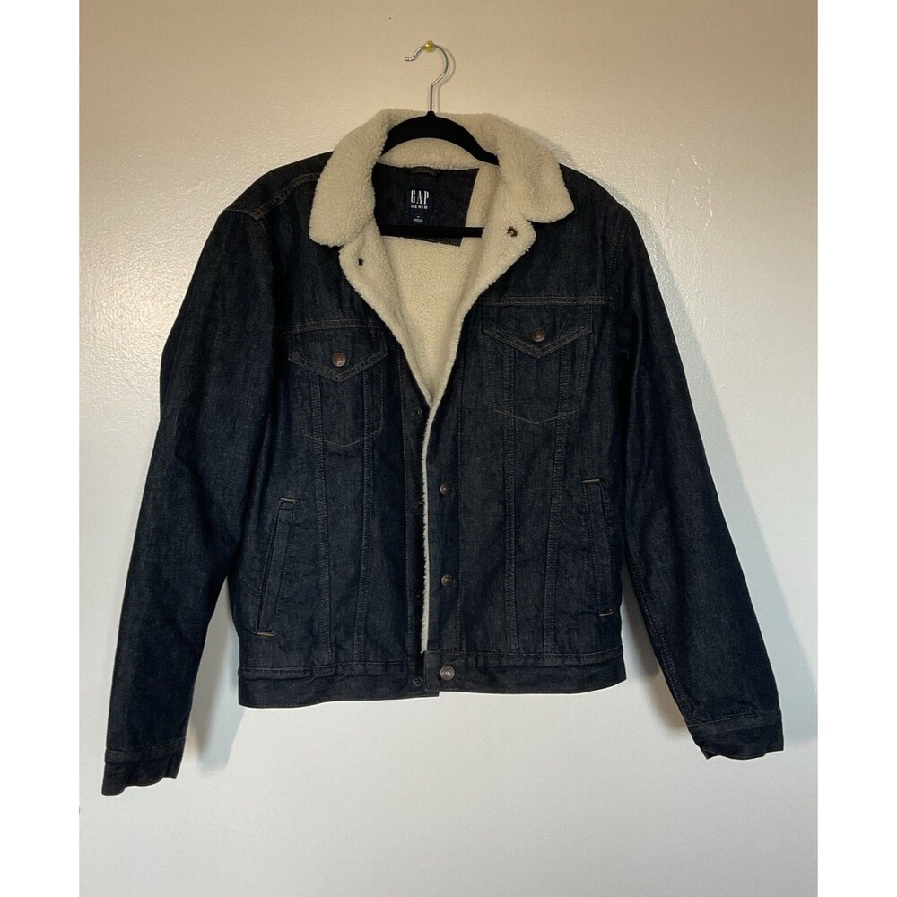 GAP | Men’s Sherpa-Lined Icon Denim Trucker Jacket Indigo | Size M